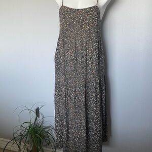 Spaghetti Strap Floral Maxi Dress - Black Floral
